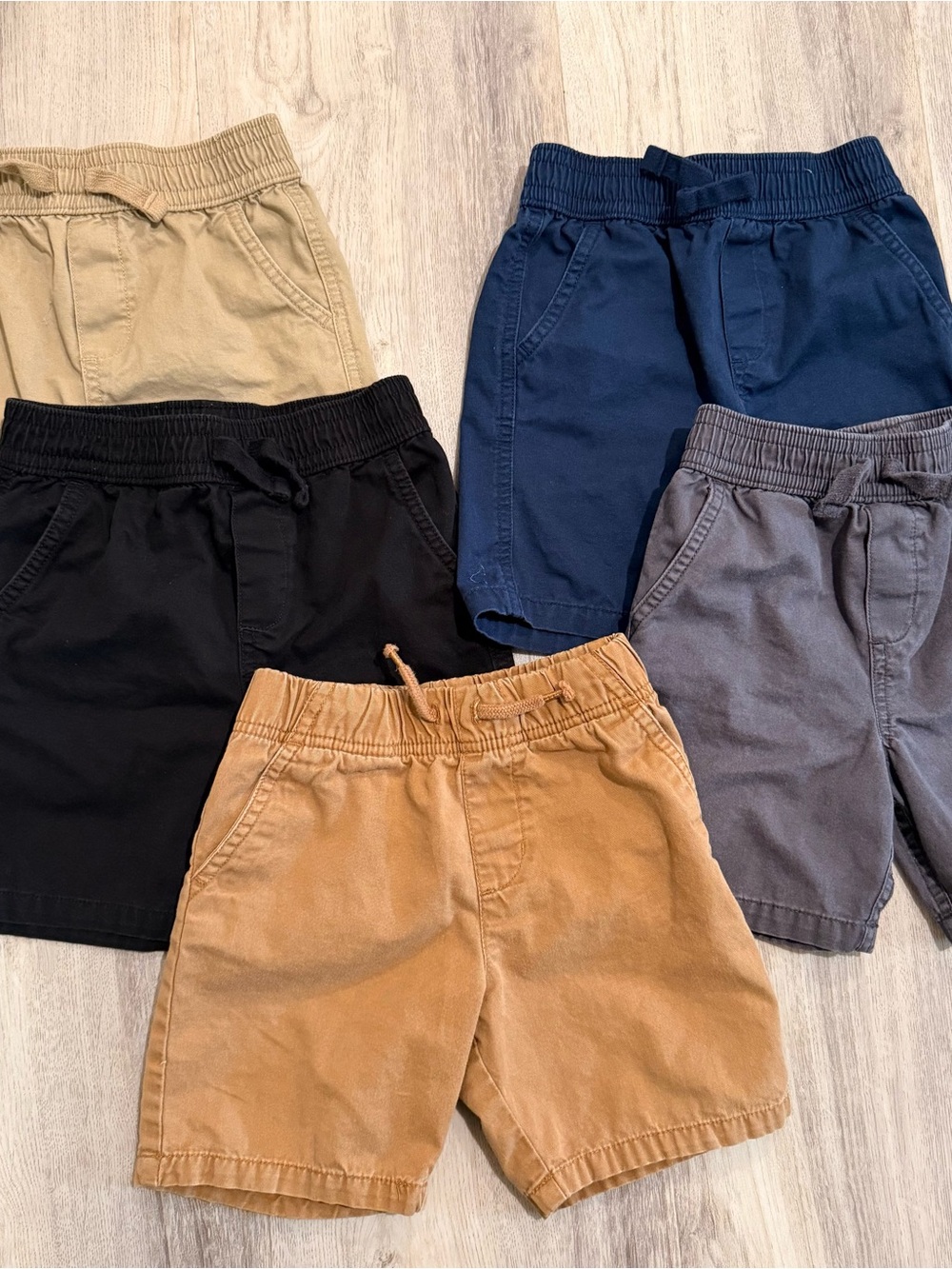 Garanimals Boys Multi-Pack Pull-On Shorts - Black, Navy, Gray, Tan, Brown 3T